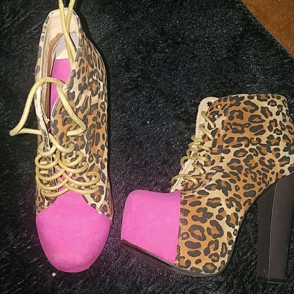 Leopard Platform Stacked Heels